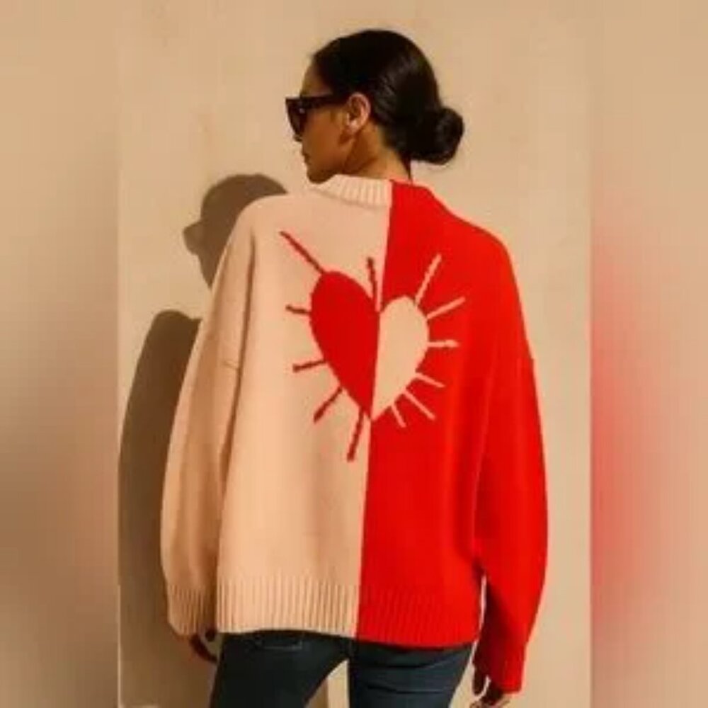 NWT XOKR Kerri Rosenthal Red Pink Heart Sweater Size XS